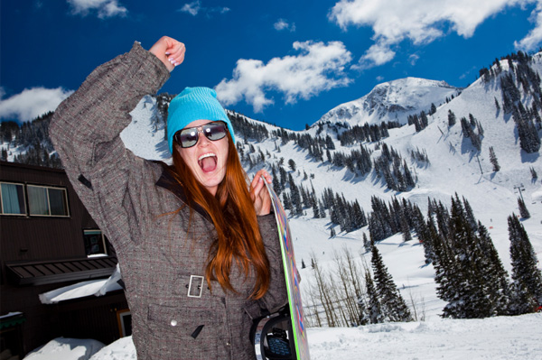 Woman snowboarder