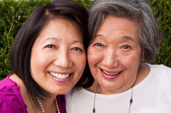Woman with elderly mother