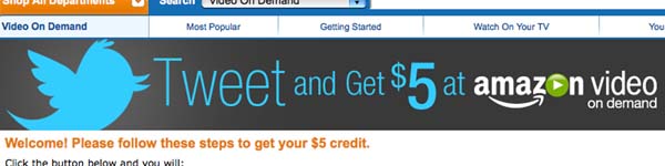 Get $5 on Amazon if you use Twitter!