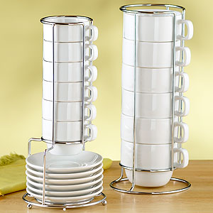 White Stacking Mugs or Espresso Cups
