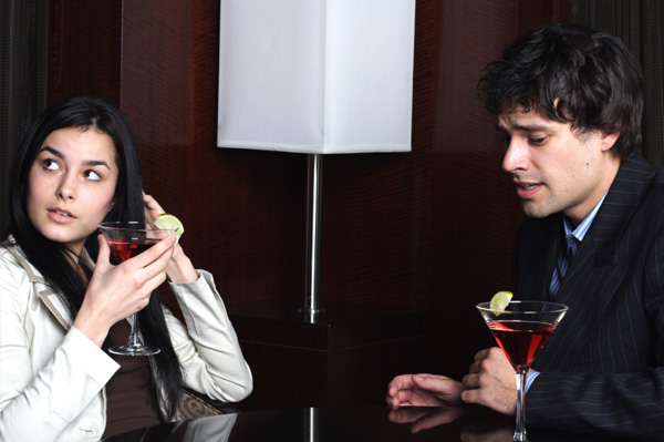Woman bored on a date.