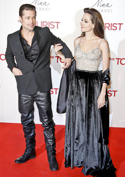 Angelina Jolie Leather Pants. Brad Pitt Angelina Jolie
