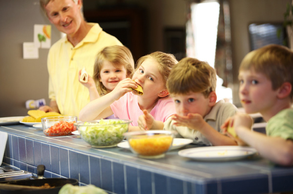 Kids and taco bar