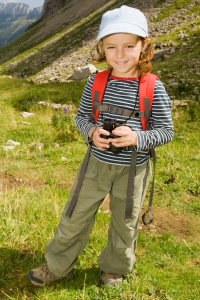 Little girl with binoculars