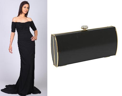 Black dress and black clutch