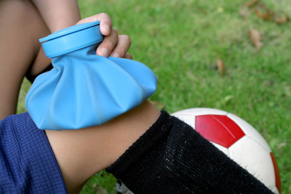 Boy with soccer injury