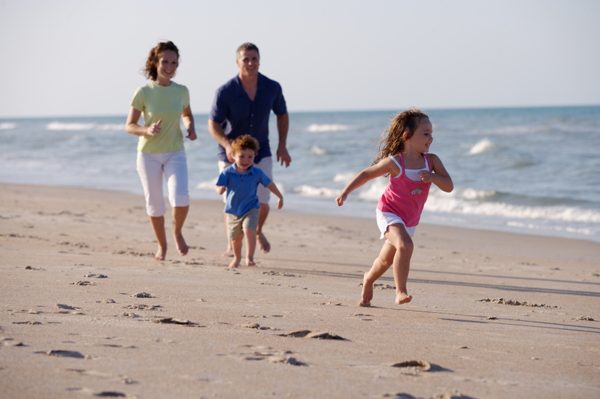 family on the beach