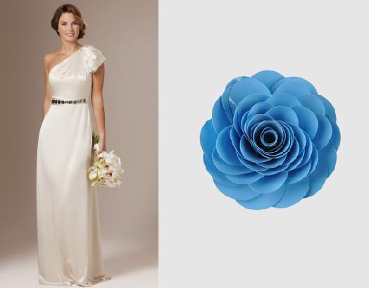 One shoulder dress and brooch