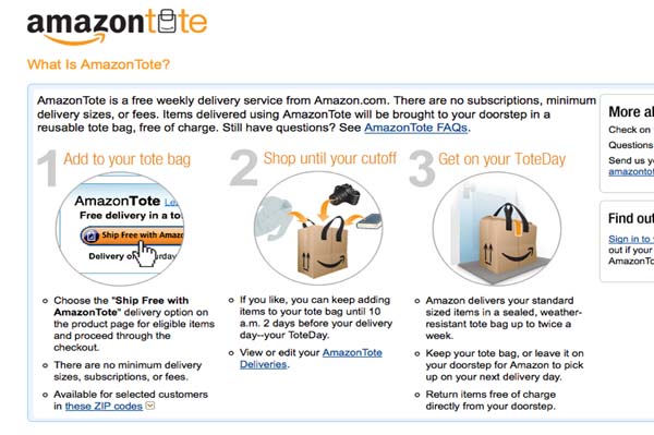 Amazon to expand AmazonTote