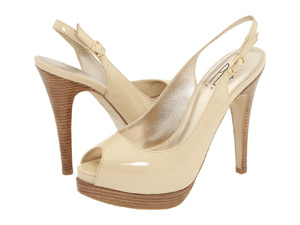 Nude peep-toe heels