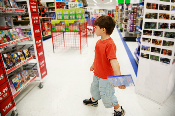 Boy at toy stores