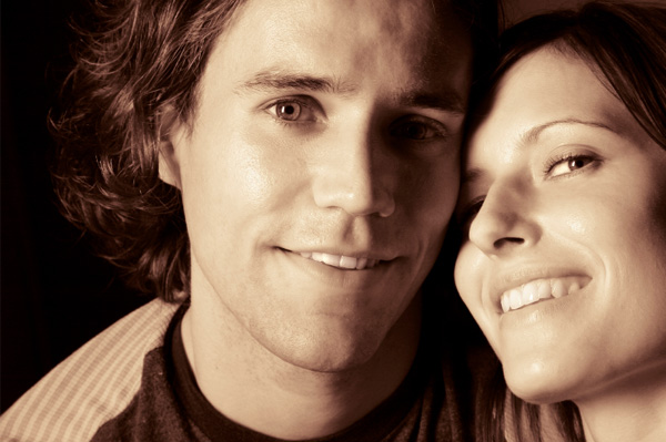 Happy couple smiling.