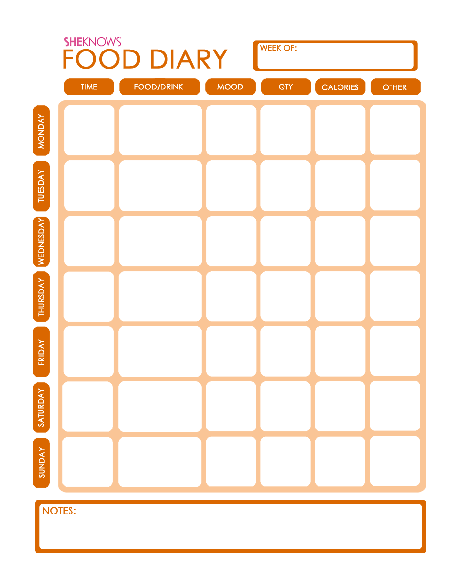 Free Printable Weekly Food Diary Template PRINTABLE TEMPLATES