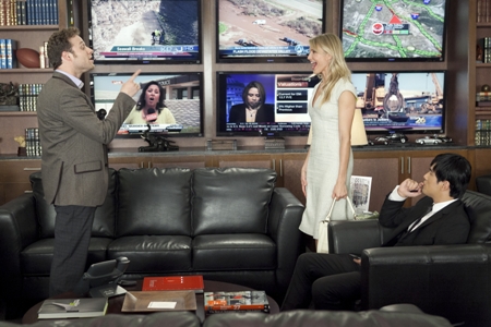 Seth Rogen and Cameron Diaz have a laugh in The Green Hornet