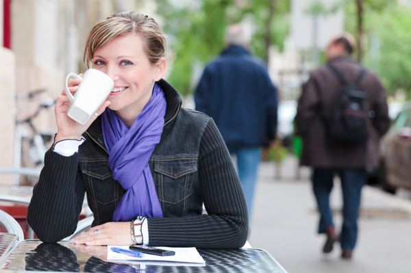 Woman outdoors at cafe
