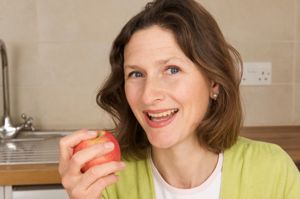 Woman with apple