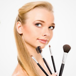 Woman with clear skin and natural makeup