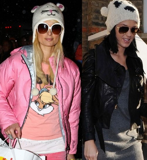 Paris Hilton and Katy Perry white hat