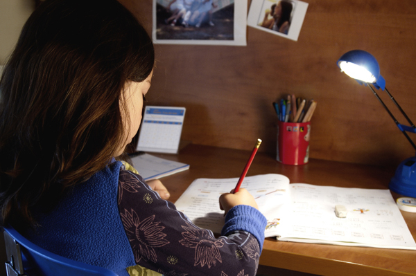 girl doing homework