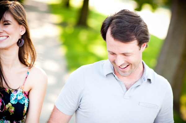 Happy couple walking