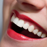 Lips with red lipstick