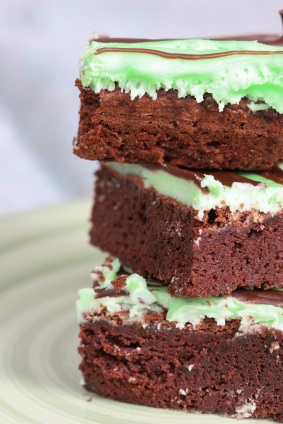 Mint frosted brownies