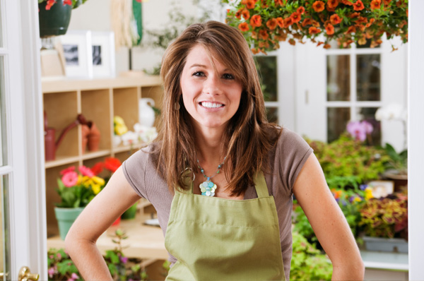 Woman in flower shop