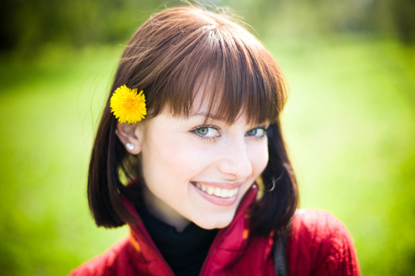 Woman wearing spring makeup