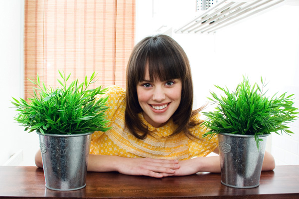 Woman with planter