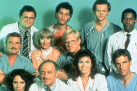 Far right standing up: Yes! That's Denzel Washington in St. Elsewhere!