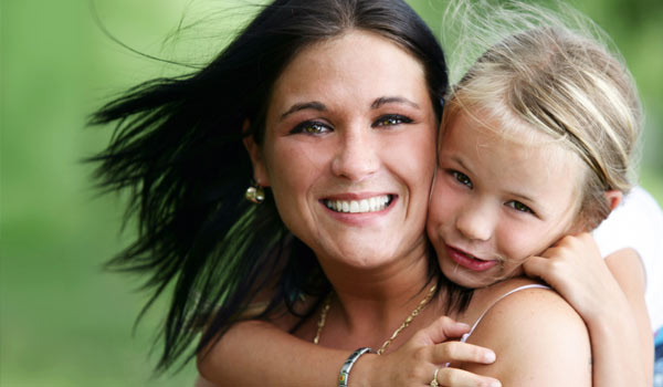 stylish mom with daughter