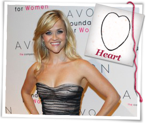 Reese Witherspoon with a heart face hairstyle 