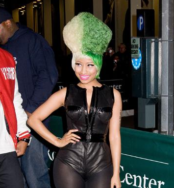 Nicki Minaj's white and green hairstyle
