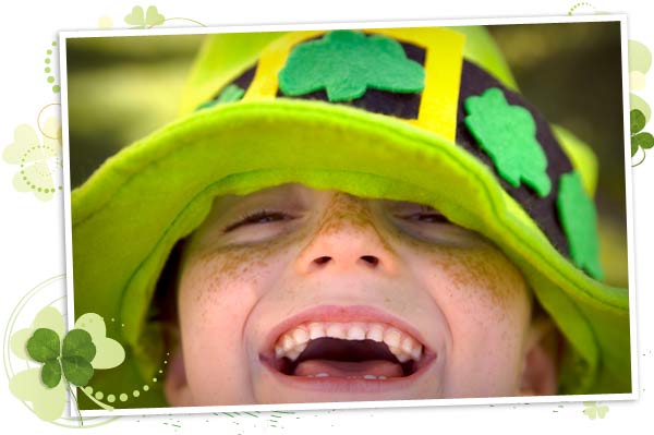 Little boy wearing a St. Patrick's Day hat