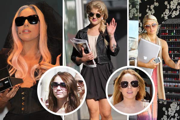 Celebrities wearing sunglasses