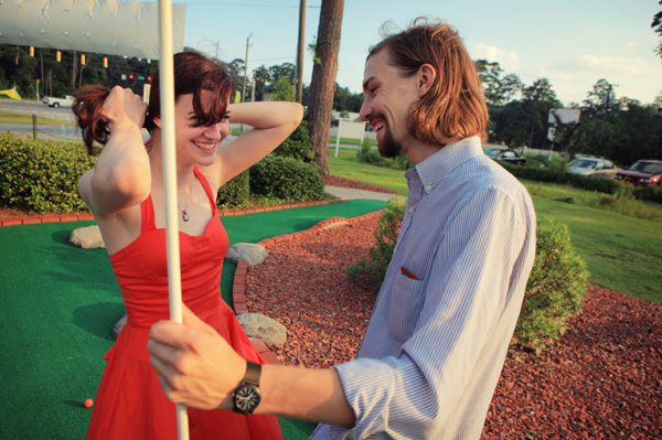 Couple on mini-golf date