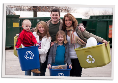 Happy recyling family