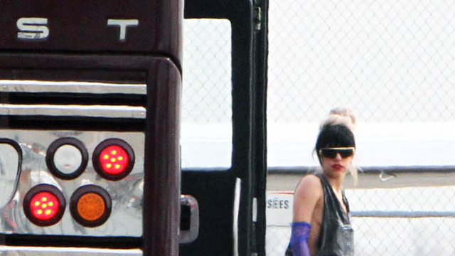 Lady Gaga rocking a two-toned bun hairstyle