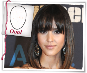 Jessica Alba with an oval face hairstyle