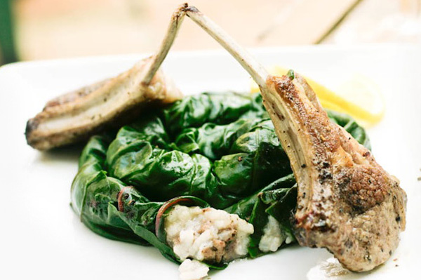 Stuffed Greens with Lamb Chops