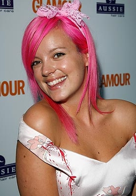 Lilly Allen's celebrity pink hairstyle
