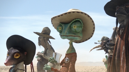 Johnny Depp is Rango with Abigail Breslin as mouse