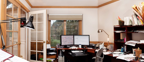 Clutytered home office
