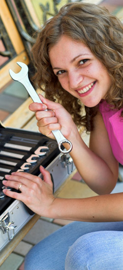 Woman with wrench