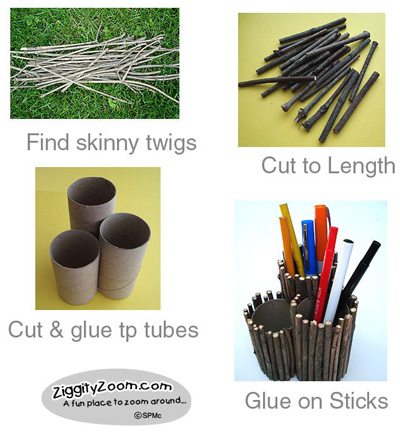 Twig pencil holder craft