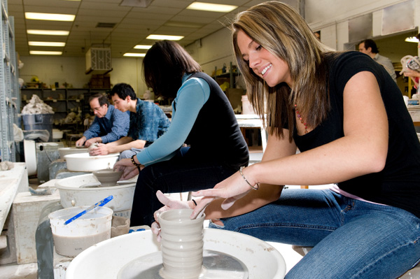 Woman in pottery class
