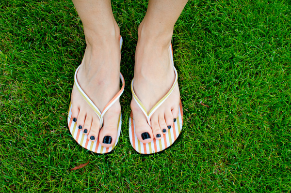 Woman wearing sandals