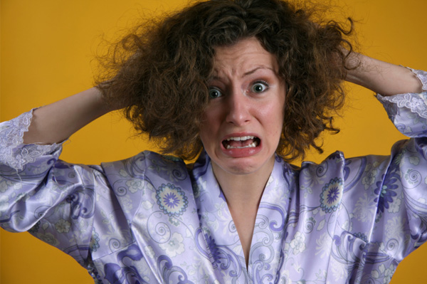 Woman with frizzy hair