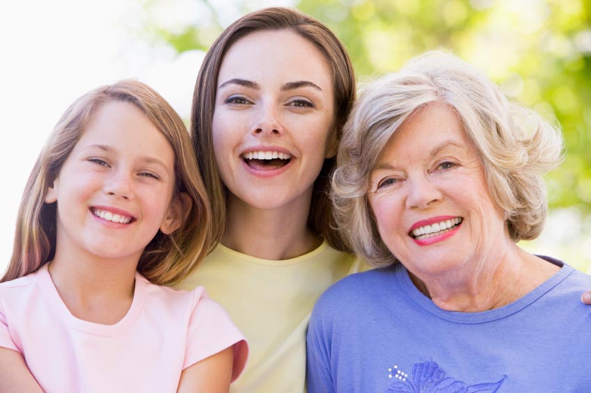 woman with daughter and mom