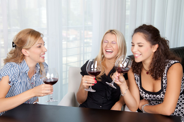 Women drinking wine